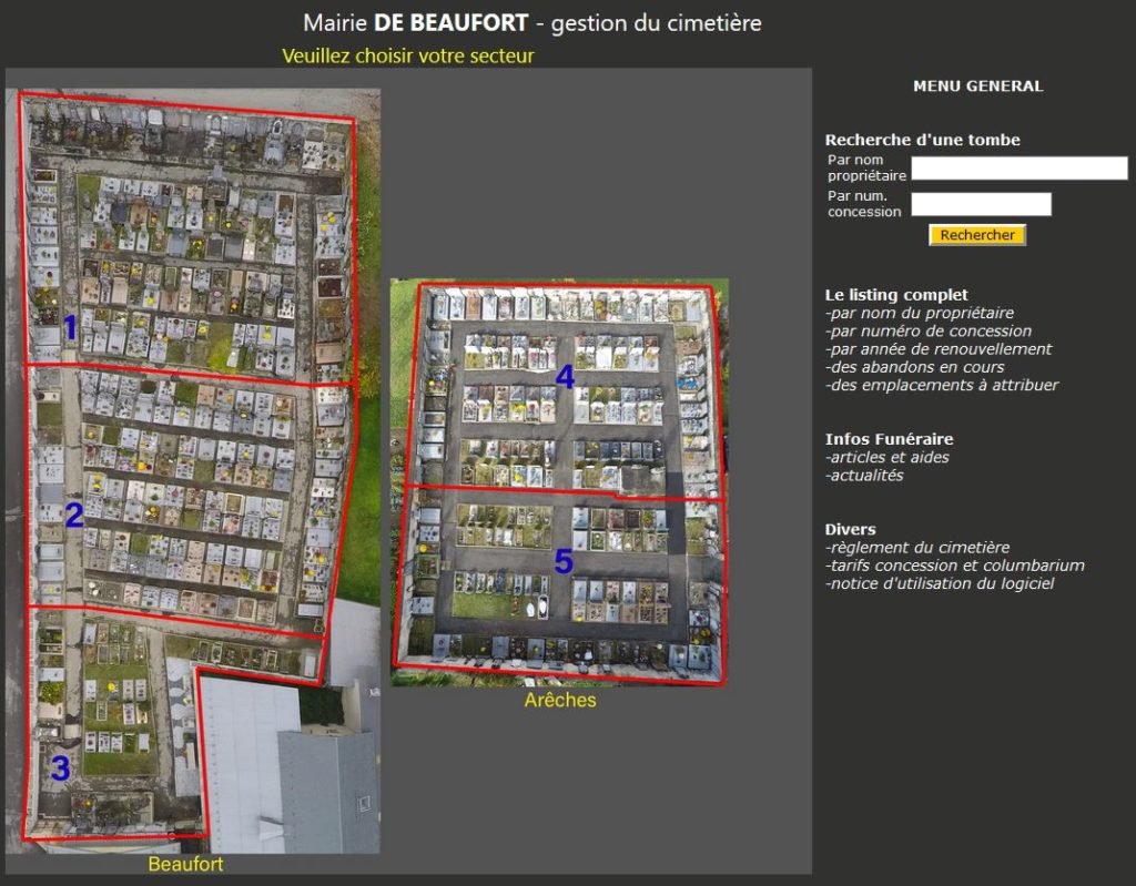 Gestion cimetiere 500 emplacements