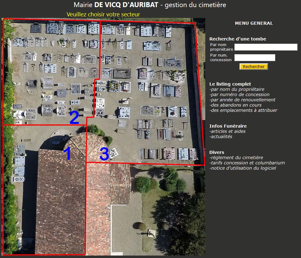 Gestion cimetiere 140 emplacements