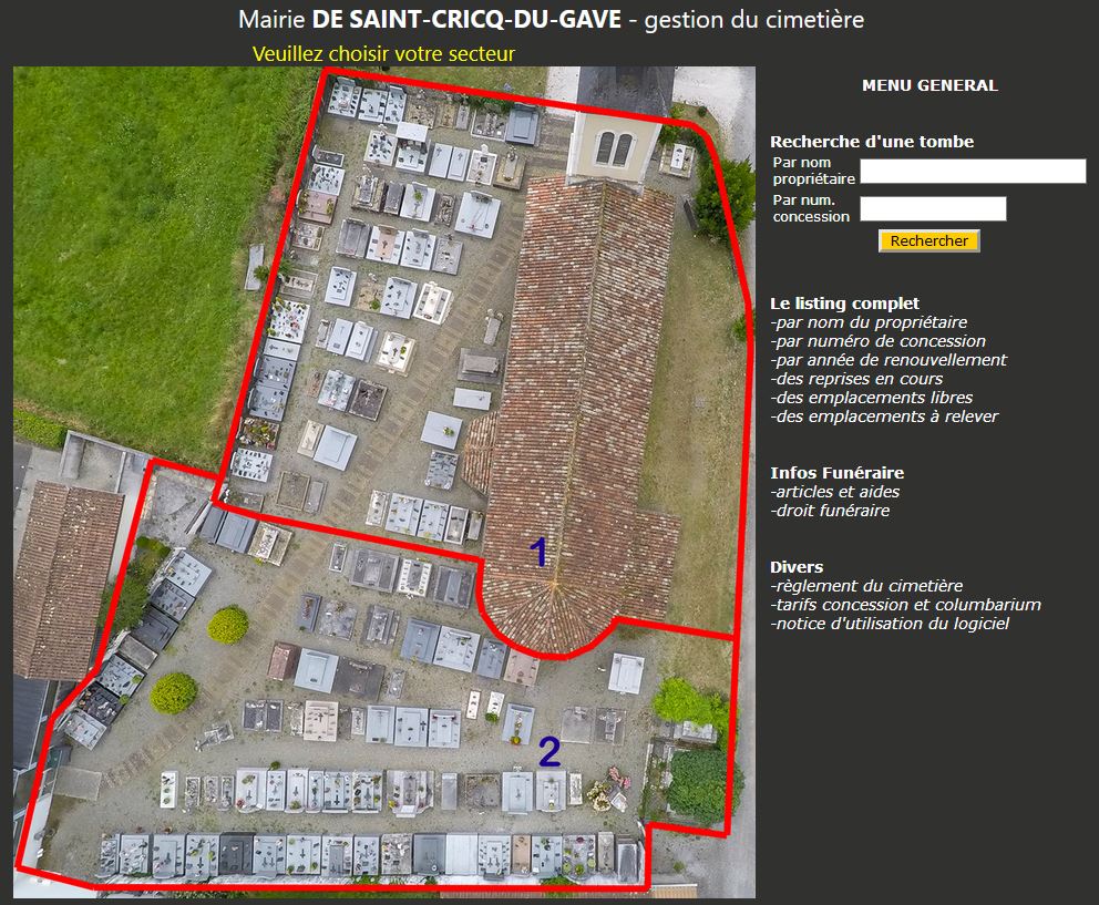 Logiciel gestion cimetière dans departement Landes