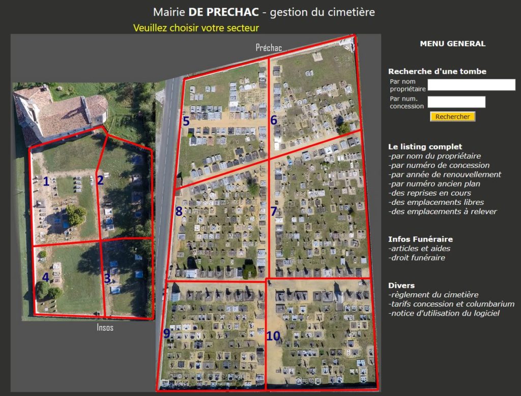 Logiciel gestion cimetière dans departement Gironde