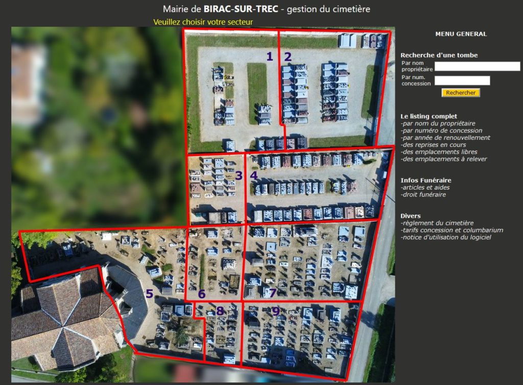 Gestion informatique des cimetieres et Columbariums Lot-et-Garonne