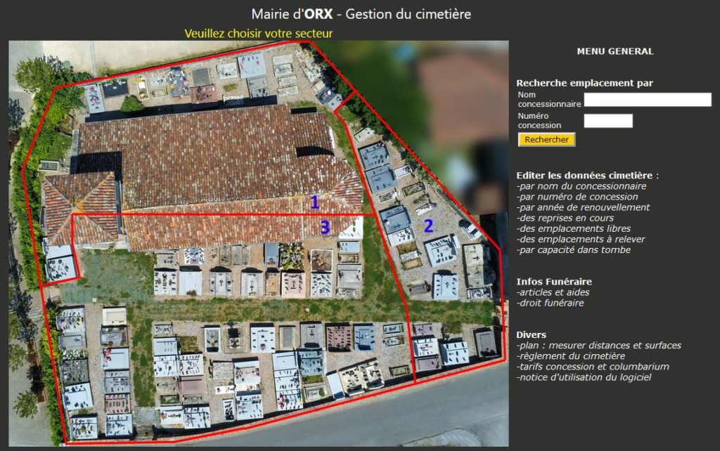 Gestion informatique des cimetieres et Columbariums Landes