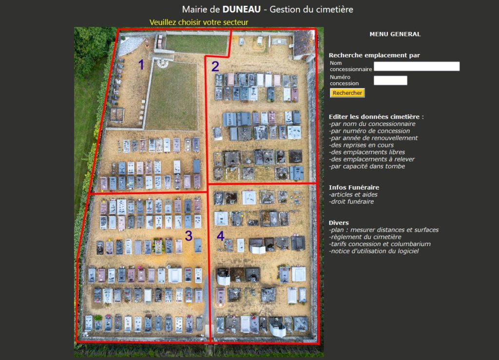 Gestion informatique des cimetières et Columbariums Sarthe