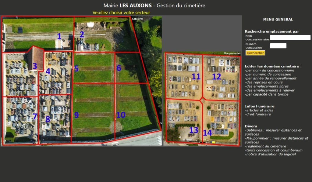 Gestion informatique des cimetières et Columbariums Doubs Les Auxons