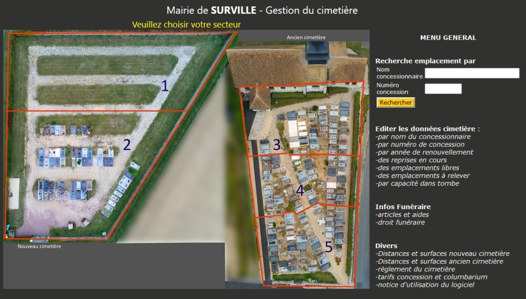 Cartographie et logiciel Cimetière Surville département de l'Eure