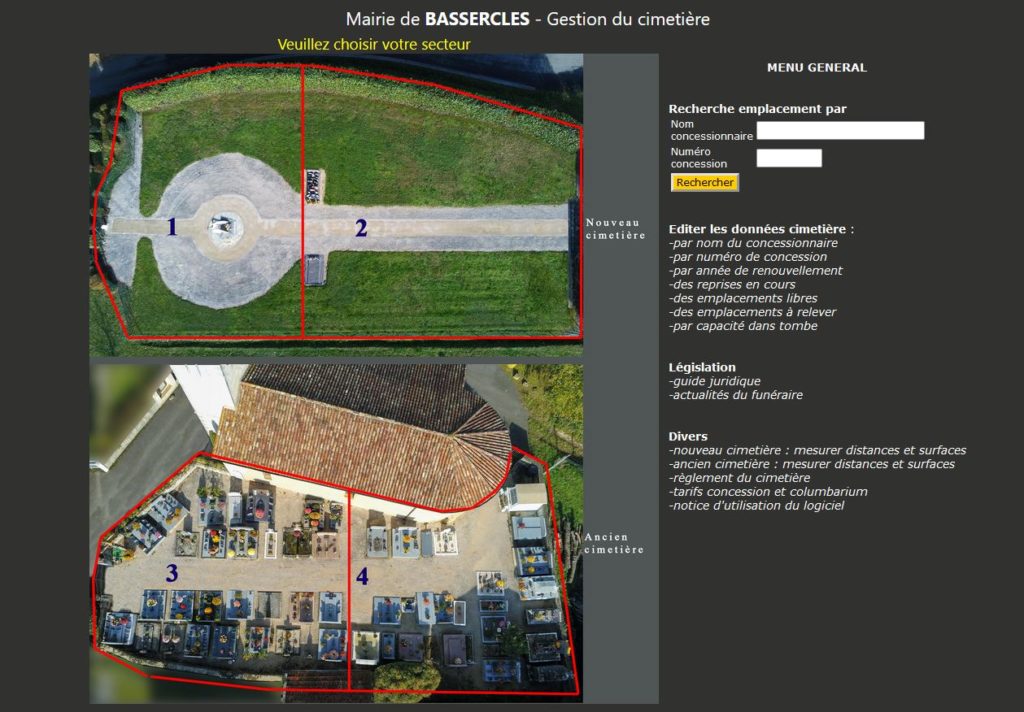 Numérisation et logiciel cimetière de Bassercles dans les Landes