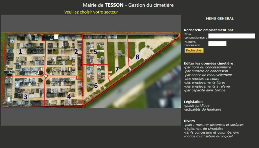 Logiciel cimetière Tesson dans les Charentes Maritimes