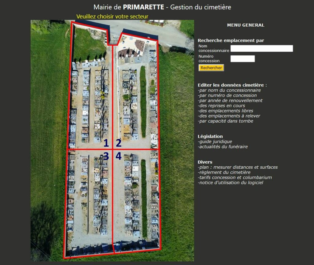 Logiciel cimetière Primarette dans l'Isère