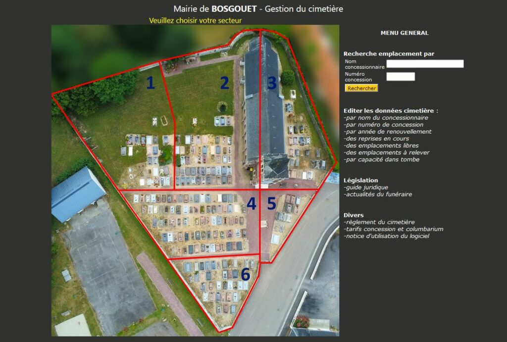 Logiciel cimetière Bosgouet dans le département de l'Eure